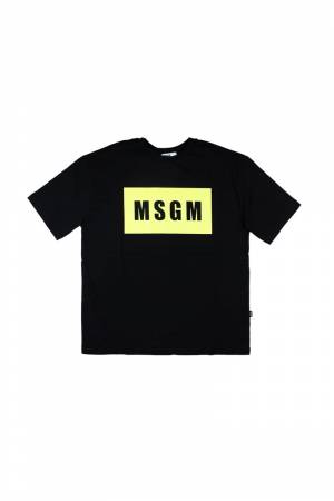 T-SHIRT MSGM MS029316 NERO-GIALLO FLUO