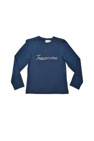 T-SHIRT FRACOMINA FM0619 BLU NAVY-mini