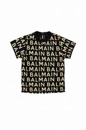 T-SHIRT BALMAIN BT8541 BLACK/GOLD