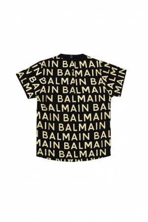 T-SHIRT BALMAIN BT8541 BLACK/GOLD-1-mini