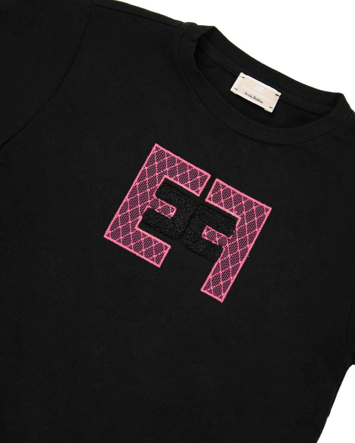 T-SHIRT ELISABETTA FRANCHI EFTS185 NERO/PINKFLUO/NERO-2