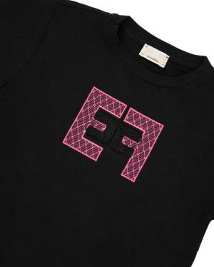 T-SHIRT ELISABETTA FRANCHI EFTS185 NERO/PINKFLUO/NERO-2-mini