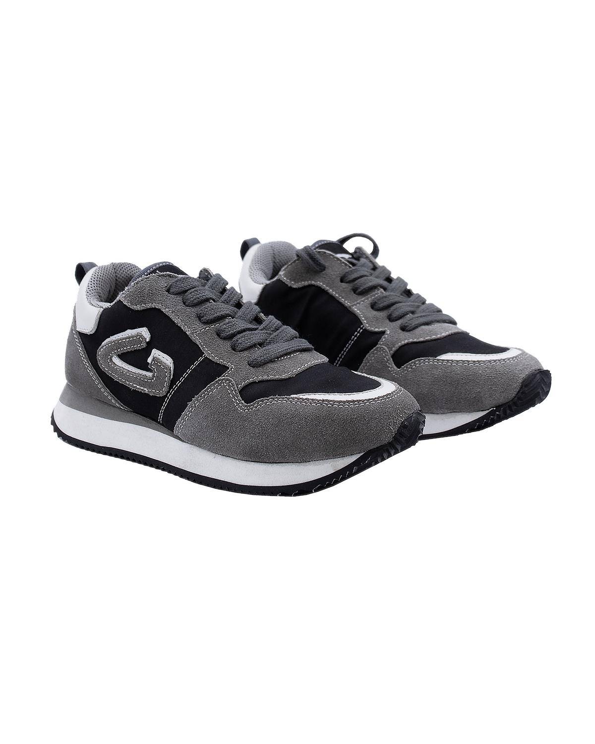 SCARPE GUARDIANI AGJ002800000 LEATHER GREY NYLON BLACK-2