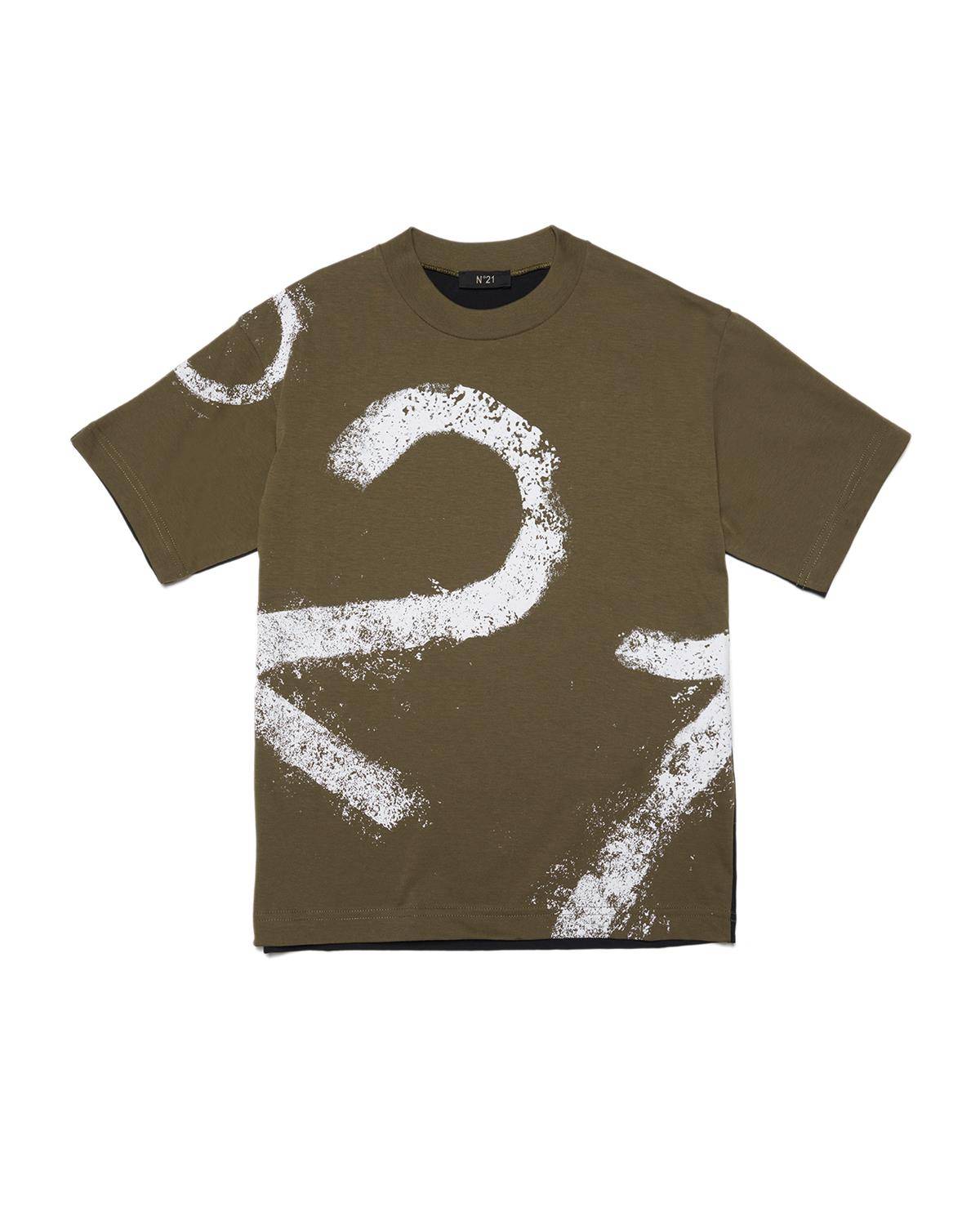 T-SHIRT N21 N21580 0N509 DARK OLIVE GREEN + 0N900 BLACK-0