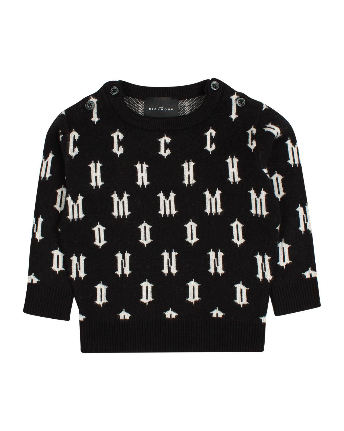 MAGLIA JOHN RICHMOND RIA24033MA BIG LOGO BLACK/O-WHT