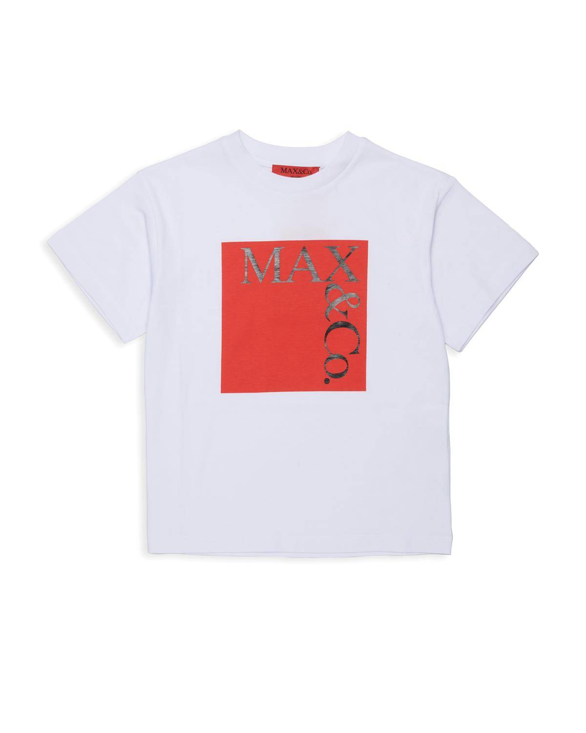 T-SHIRT MAX&CO MX0005 WHITE + PRINT RED AND BLACK-0